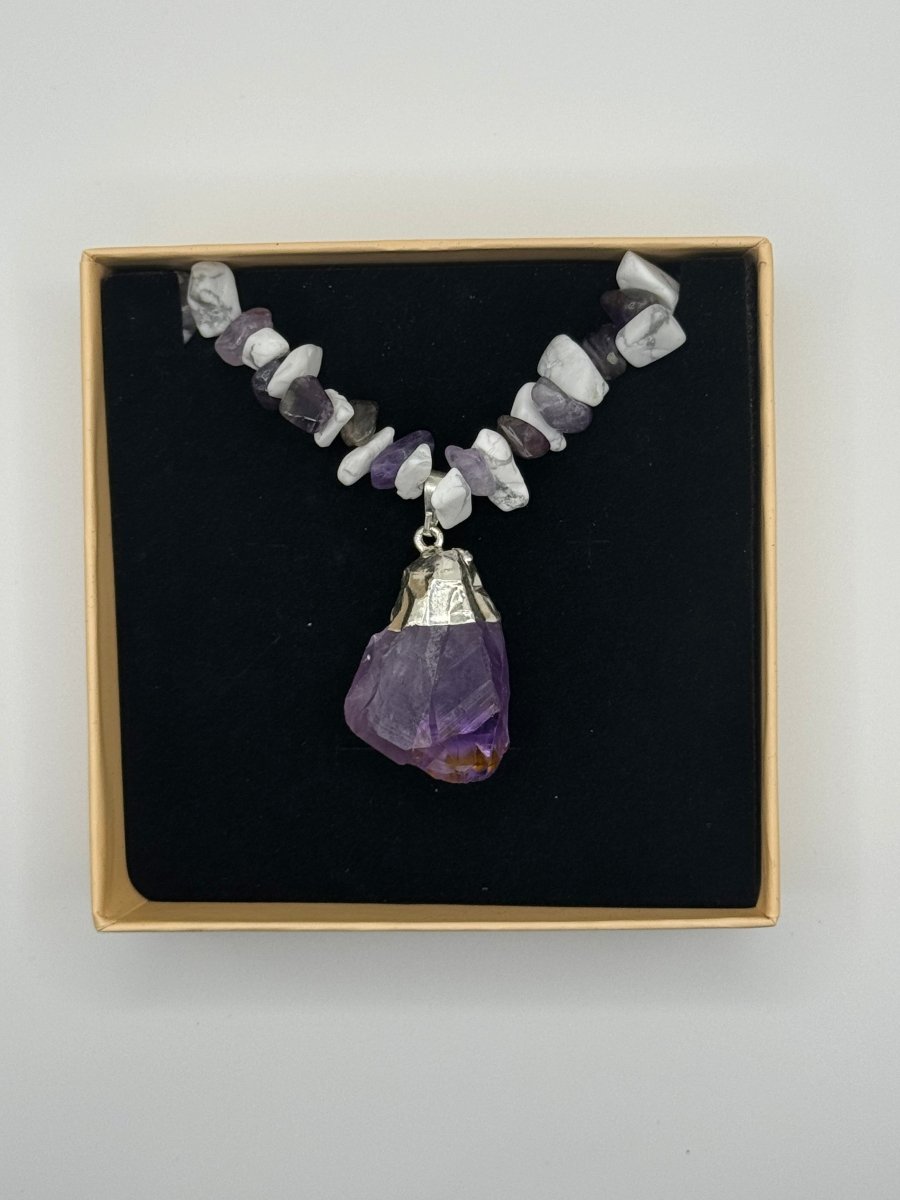 Amethyst and Howlite Necklace - Herbal RocksAmethyst and Howlite NecklaceNecklaceHerbal RocksHerbal RocksAmethyst and Howlite Necklace