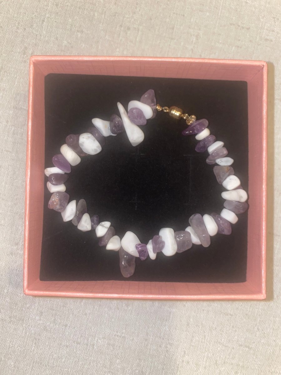 Amethyst and white quartz bracelet - Herbal RocksAmethyst and white quartz braceletBraceletHerbal RocksHerbal RocksAmethyst and white quartz bracelet