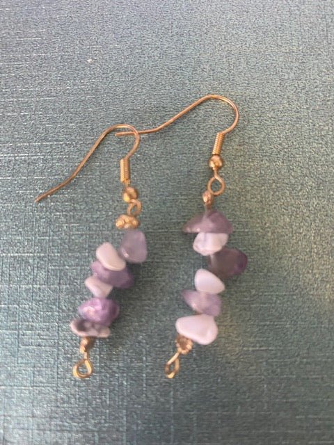 Amythest and Howlite Fishhook Earrings - Herbal RocksAmythest and Howlite Fishhook EarringsearringsHerbal RocksHerbal RocksAmythest and Howlite Fishhook Earrings