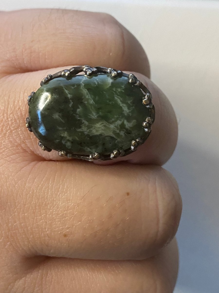 Green hand polished stone ring - Herbal RocksGreen hand polished stone ringRingsHerbal RocksHerbal RocksGreen hand polished stone ring