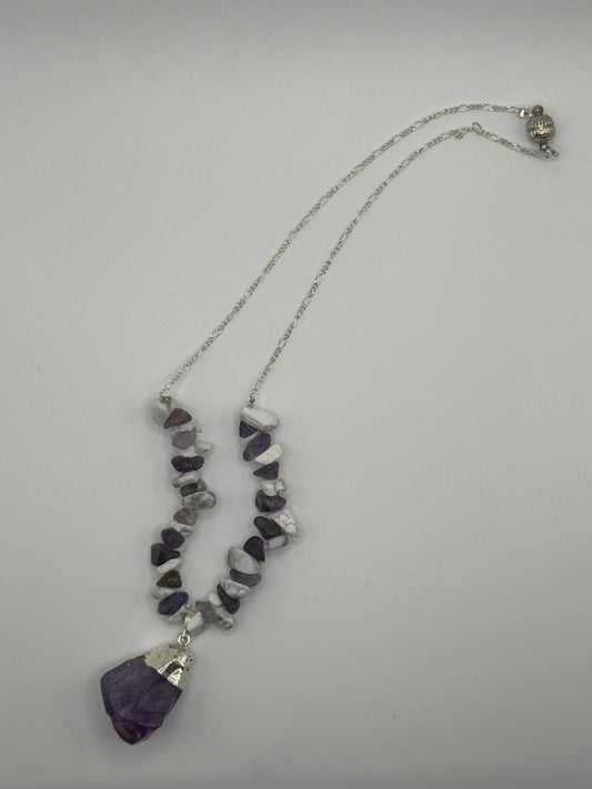 Amethyst and Howlite Necklace - Herbal RocksAmethyst and Howlite NecklaceNecklaceHerbal RocksHerbal RocksAmethyst and Howlite Necklace