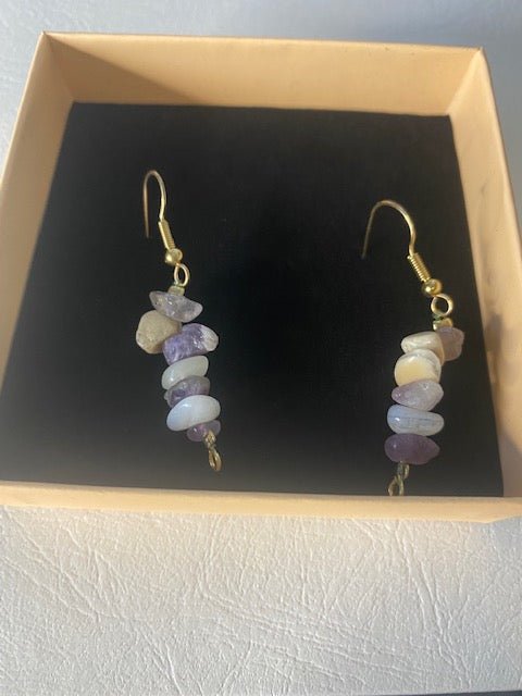 Amythest and Moonstones Fishhook Earrings - Herbal RocksAmythest and Moonstones Fishhook EarringsearringsHerbal RocksHerbal RocksAmythest and Moonstones Fishhook Earrings
