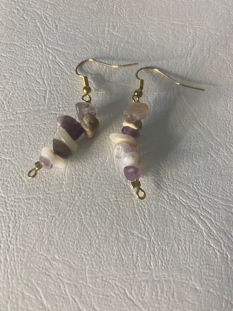 Amythest and Moonstones Fishhook Earrings - Herbal RocksAmythest and Moonstones Fishhook EarringsearringsHerbal RocksHerbal RocksAmythest and Moonstones Fishhook Earrings