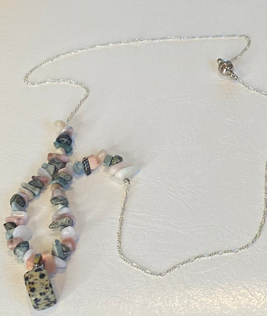 Multi-color Necklace with a Dalmatian Stone Pendant - Herbal RocksMulti-color Necklace with a Dalmatian Stone PendantNecklaceHerbal RocksHerbal RocksMulti-color Necklace with a Dalmatian Stone Pendant